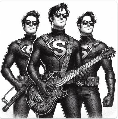 the schmegmatics in a posing posture